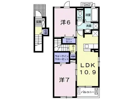 サンシャインヒルズC(2LDK/2階)の間取り写真