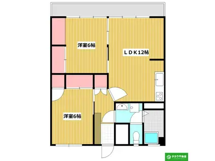 マンションパームイン(2LDK/6階)の間取り写真