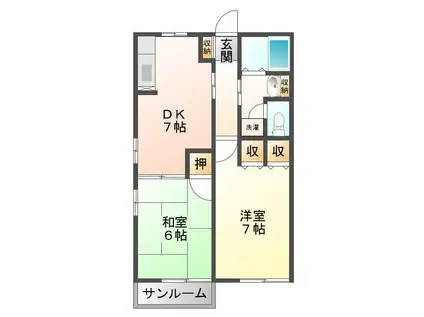 レトア土本(2DK/1階)の間取り写真