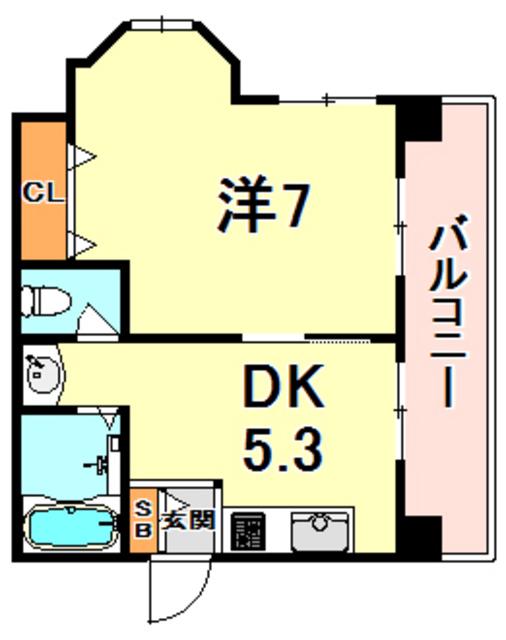 ダンディライオン御影北(1DK/1階)の間取り写真