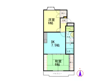 松月マンション(2DK/4階)の間取り写真