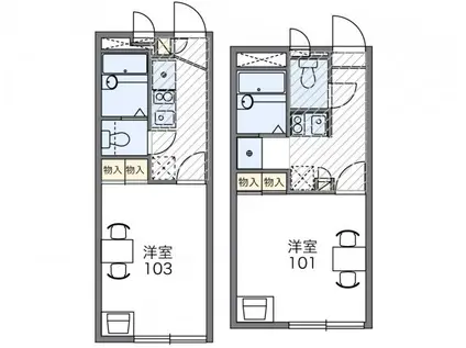ハピネスアイランド(1K/2階)の間取り写真