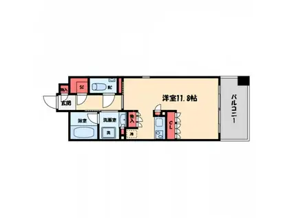 ガリレオ新町(ワンルーム/9階)の間取り写真