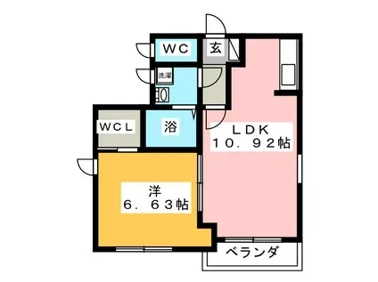 ビレーラA(1LDK/2階)の間取り写真