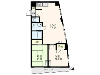 ヴィラ中野(2LDK/1階)の間取り写真