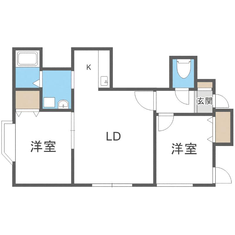 RSGRANDE山鼻(2LDK/2階)の間取り写真