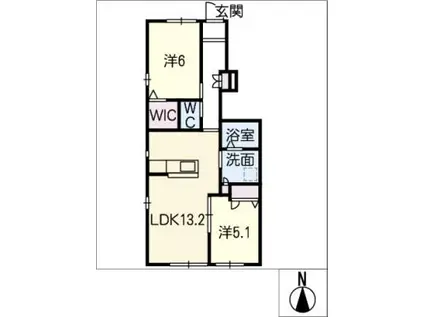 グレンディールS(2LDK/1階)の間取り写真