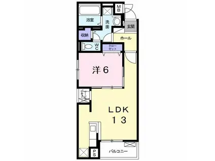 プラチナスペース(1LDK/1階)の間取り写真