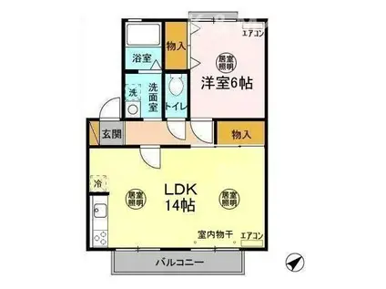 クレージュ III(1LDK/2階)の間取り写真