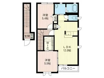 カーム末広C(2LDK/2階)の間取り写真