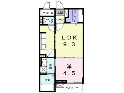 デン・エデン(1LDK/1階)の間取り写真