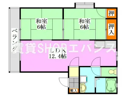 ルミエールイトウA棟(2LDK/1階)の間取り写真