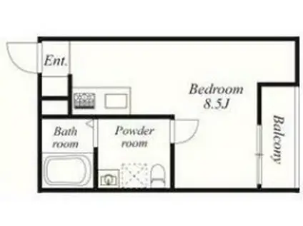 グランドハイツ西国立(ワンルーム/1階)の間取り写真