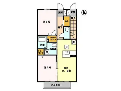 クレール吉野(2LDK/1階)の間取り写真