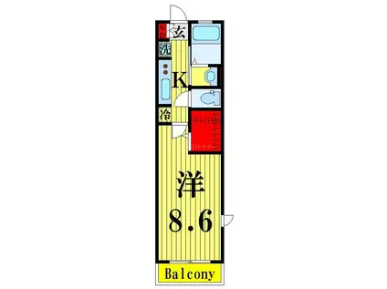 CREST COURT(1K/1階)の間取り写真
