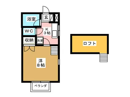 ウインドヒルズ(1K/1階)の間取り写真