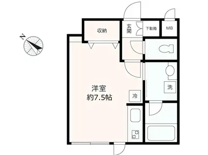 グレイス白稜(ワンルーム/2階)の間取り写真