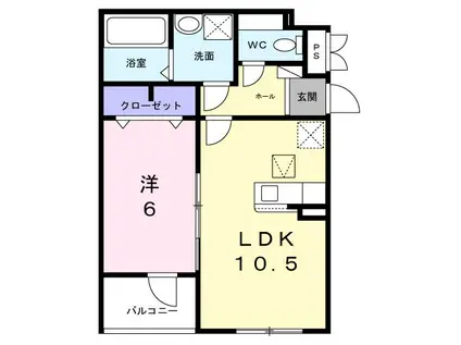 ヒカルサ岸和田畑町(1LDK/1階)の間取り写真