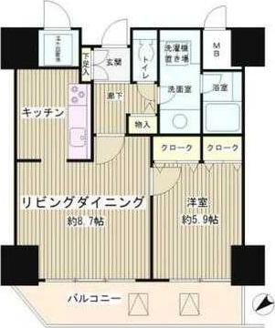 トレステージ目黒(1LDK/12階)の間取り写真