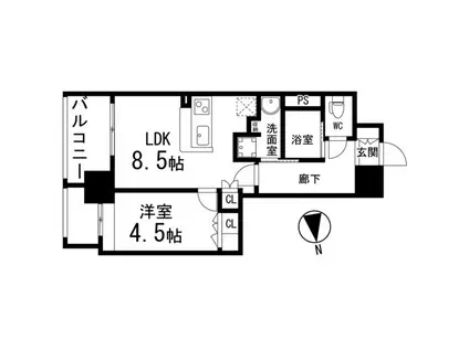 ディークレスト太子堂駅前イースト(1LDK/5階)の間取り写真