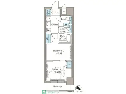 ステラテラス(2K/6階)の間取り写真