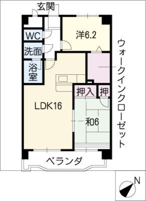 ボンヌシャンス壱番館(2LDK/2階)の間取り写真