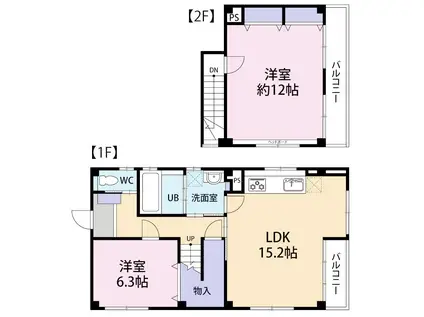 栗山ビルA(2LDK/1階)の間取り写真