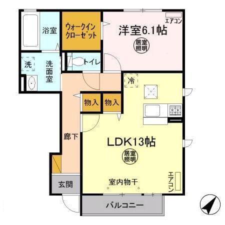 パークドプランタンD(1LDK/1階)の間取り写真