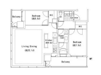 芝浦アイランド ブルームタワー(2LDK/33階)の間取り写真