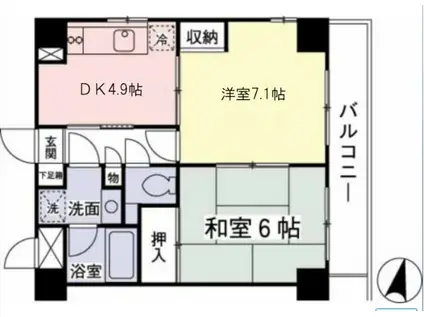 めじろ台駅前パレス(2DK/5階)の間取り写真