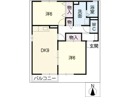 サウスロック松(2DK/2階)の間取り写真