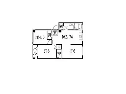 第二三共ビル(3DK/2階)の間取り写真