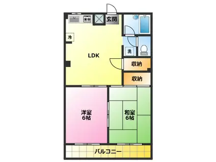パーラメントI(2LDK/3階)の間取り写真