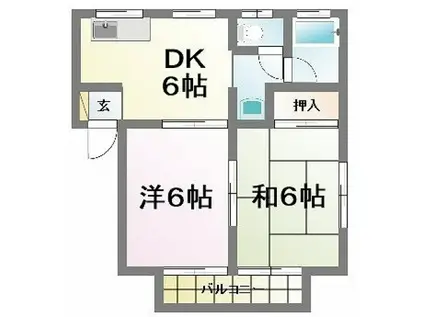 三上ハイツI(2DK/1階)の間取り写真