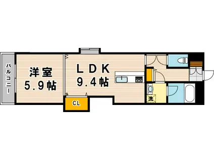 グランアピエ(1LDK/9階)の間取り写真