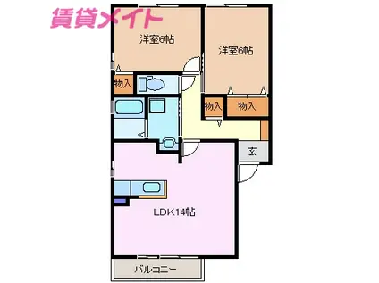メゾンコケットII(2LDK/1階)の間取り写真