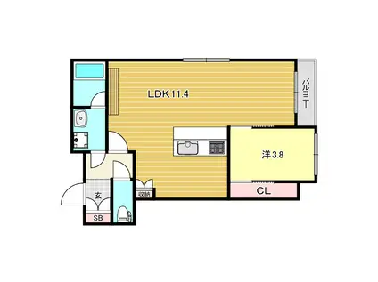 GRAN KOBELIA津門大箇所(1LDK/2階)の間取り写真