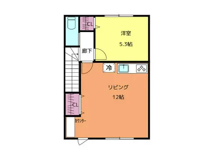 BLACK GARAGE(1LDK/2階)の間取り写真