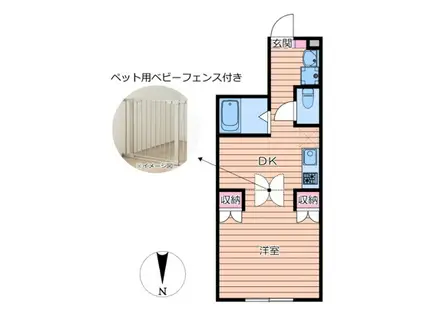 BRILLANTE PAWS 舎人(1DK/1階)の間取り写真