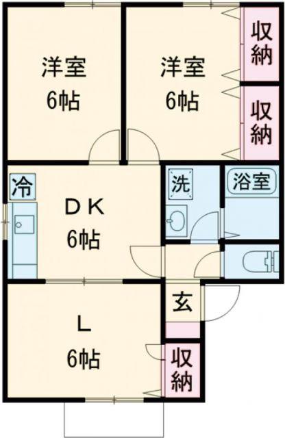 パーシモンコート(3DK/2階)の間取り写真