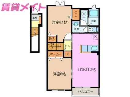 アリエッタ(2LDK/2階)の間取り写真