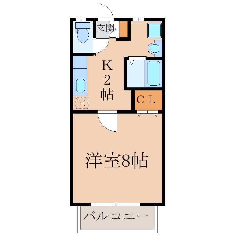フェヴァリーF(1K/2階)の間取り写真