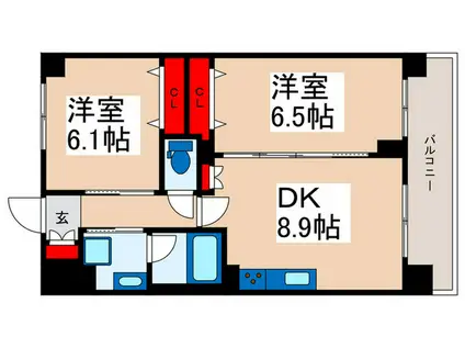 マリンルージュ浦安(2DK/4階)の間取り写真