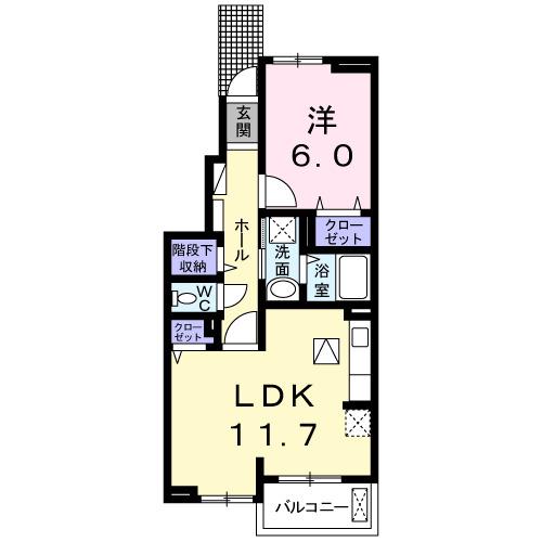 ルミエール(1LDK/1階)の間取り写真