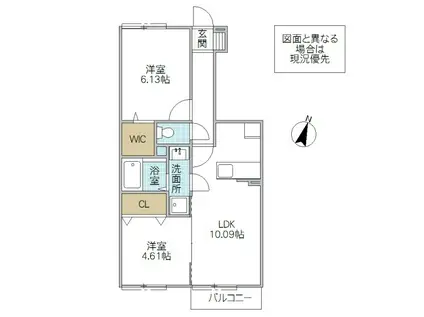 ティールーム湊 I(2LDK/1階)の間取り写真