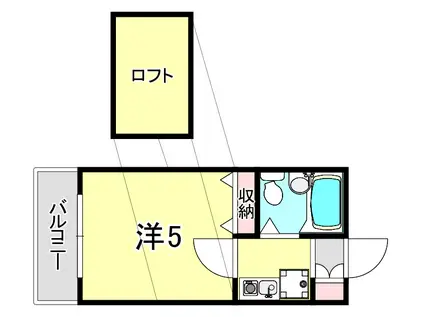 下山手コート(1K/2階)の間取り写真