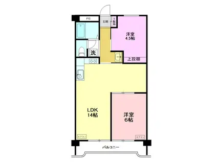 田園ドミール(2LDK/3階)の間取り写真