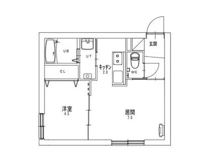 リガーレ東札幌(1LDK/2階)の間取り写真