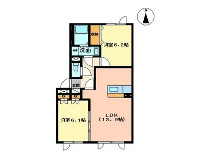 メルヴェール神山I(2LDK/1階)の間取り写真