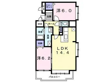 スターヒルズ(2LDK/4階)の間取り写真